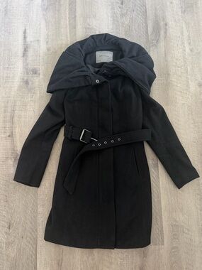 Zara Wool Women’s Black Belt Jacket Size Small S